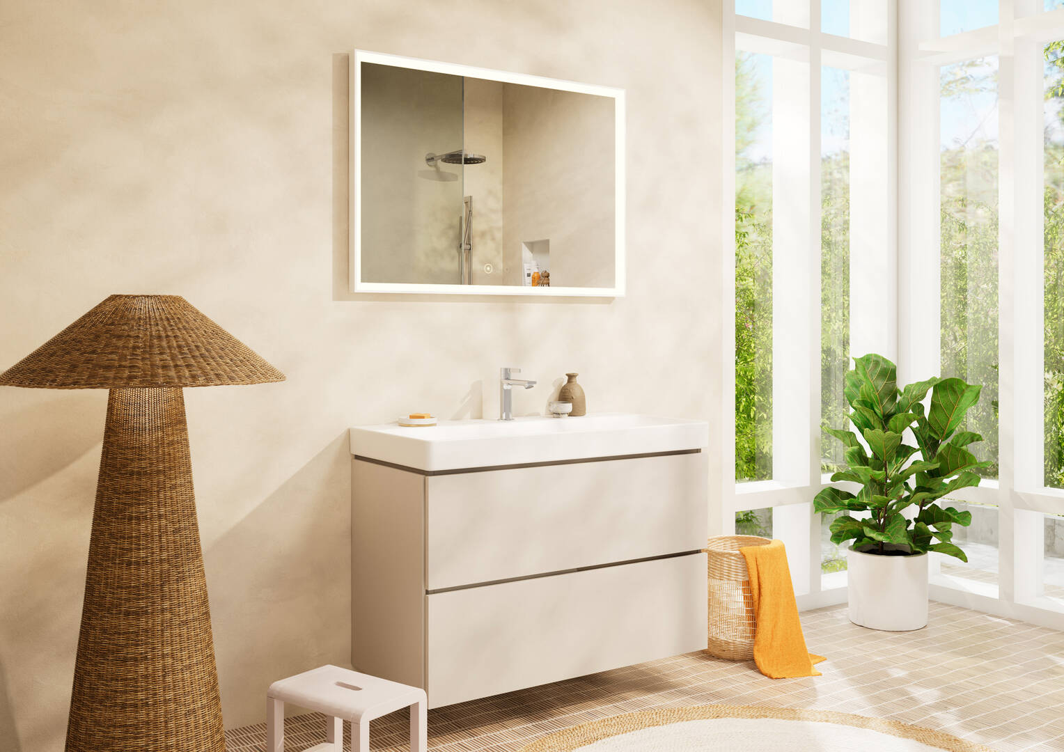 Close-up: Wash basin 1000/480 with tap hole and without overflow  SmartClean