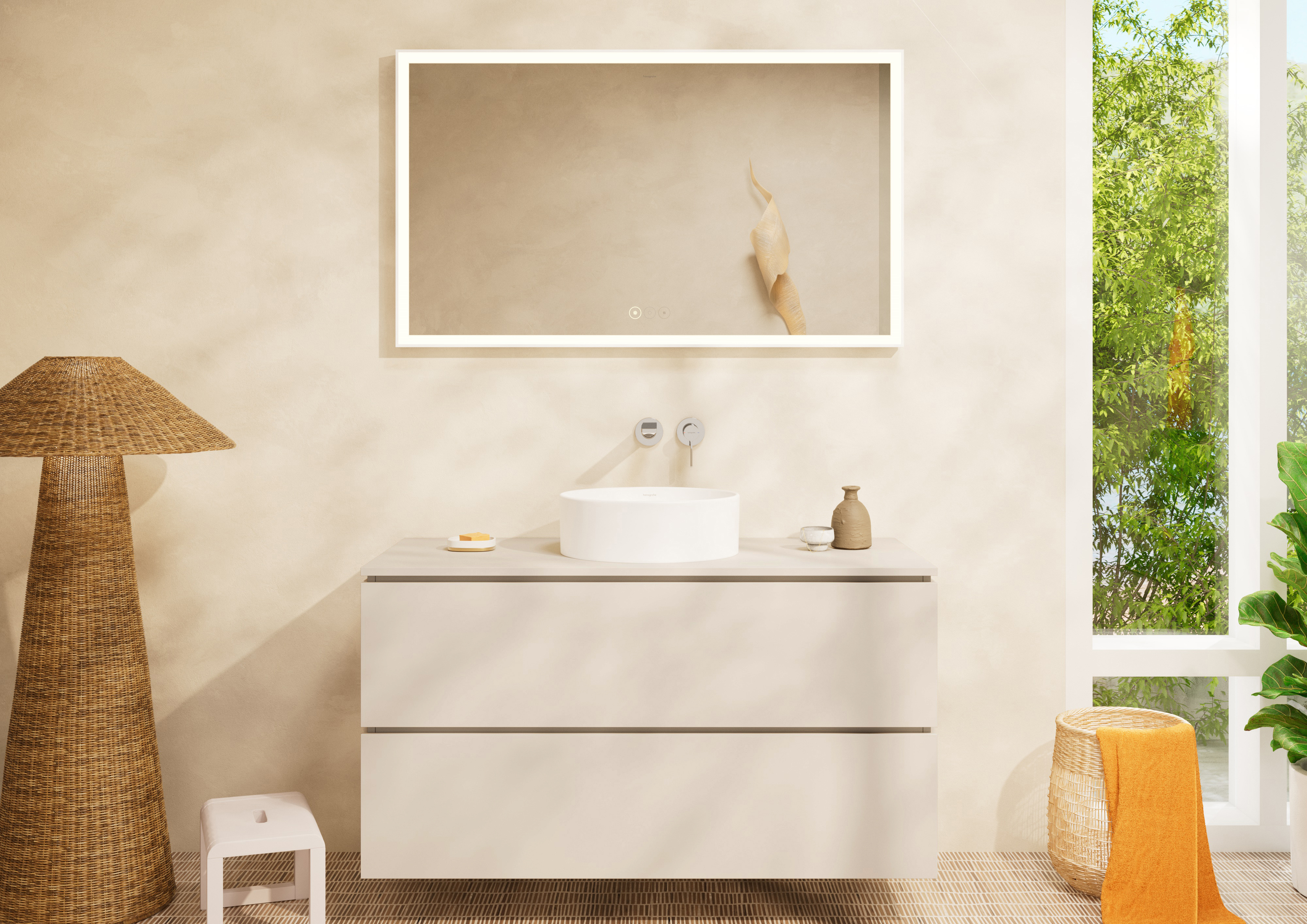 Close-up: Single lever basin mixer for concealed installation wall-mounted with spout 20 cm without waste set 16