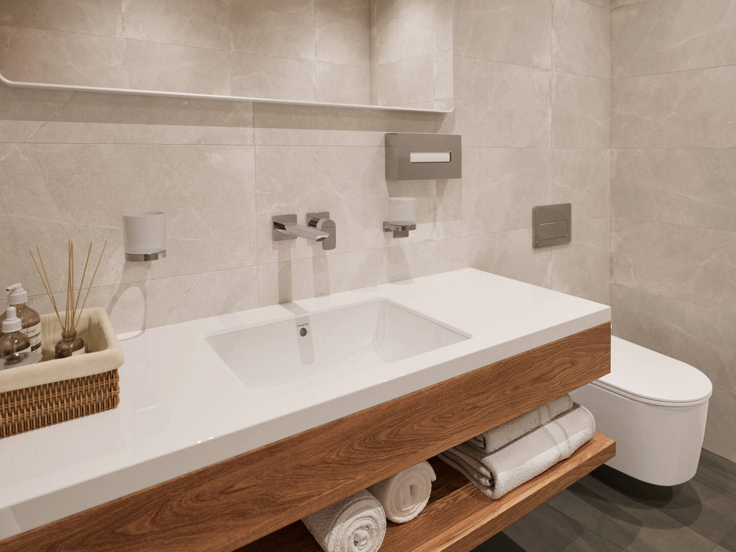 Close-up: Under counter basin 500/350 without tap hole and with overflow  SmartClean