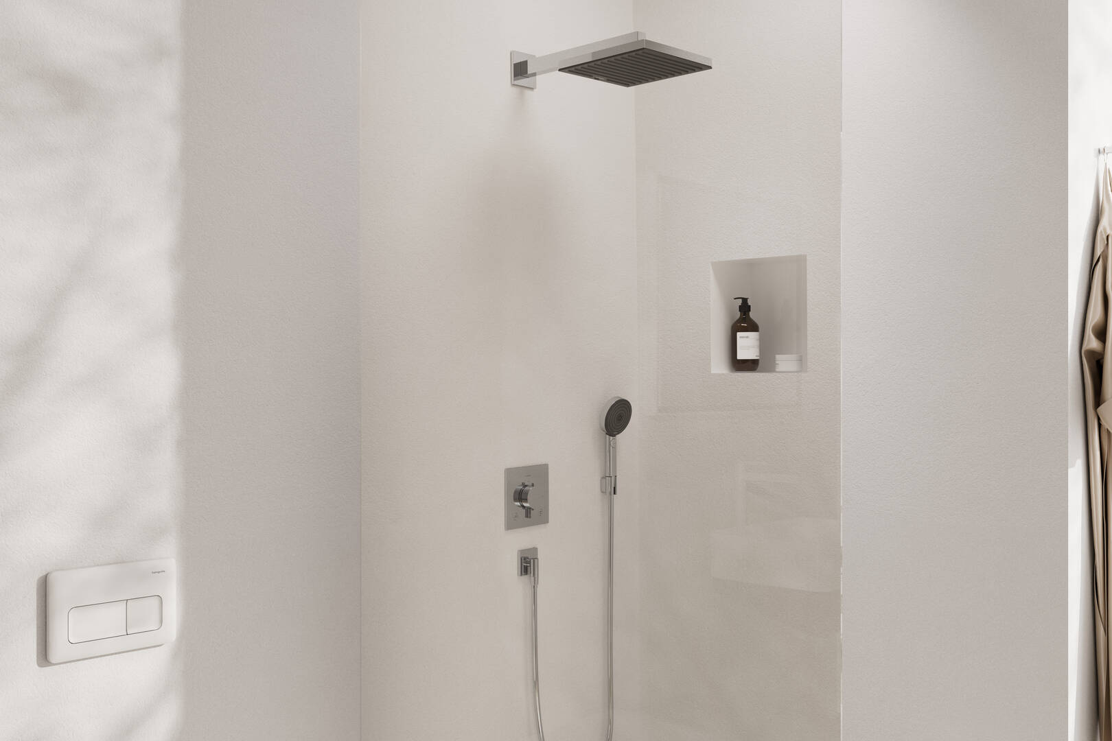 Close-up: Design ShowerSet 260 1jet with Ecostat Comfort E and basic set iBox universal 2 1