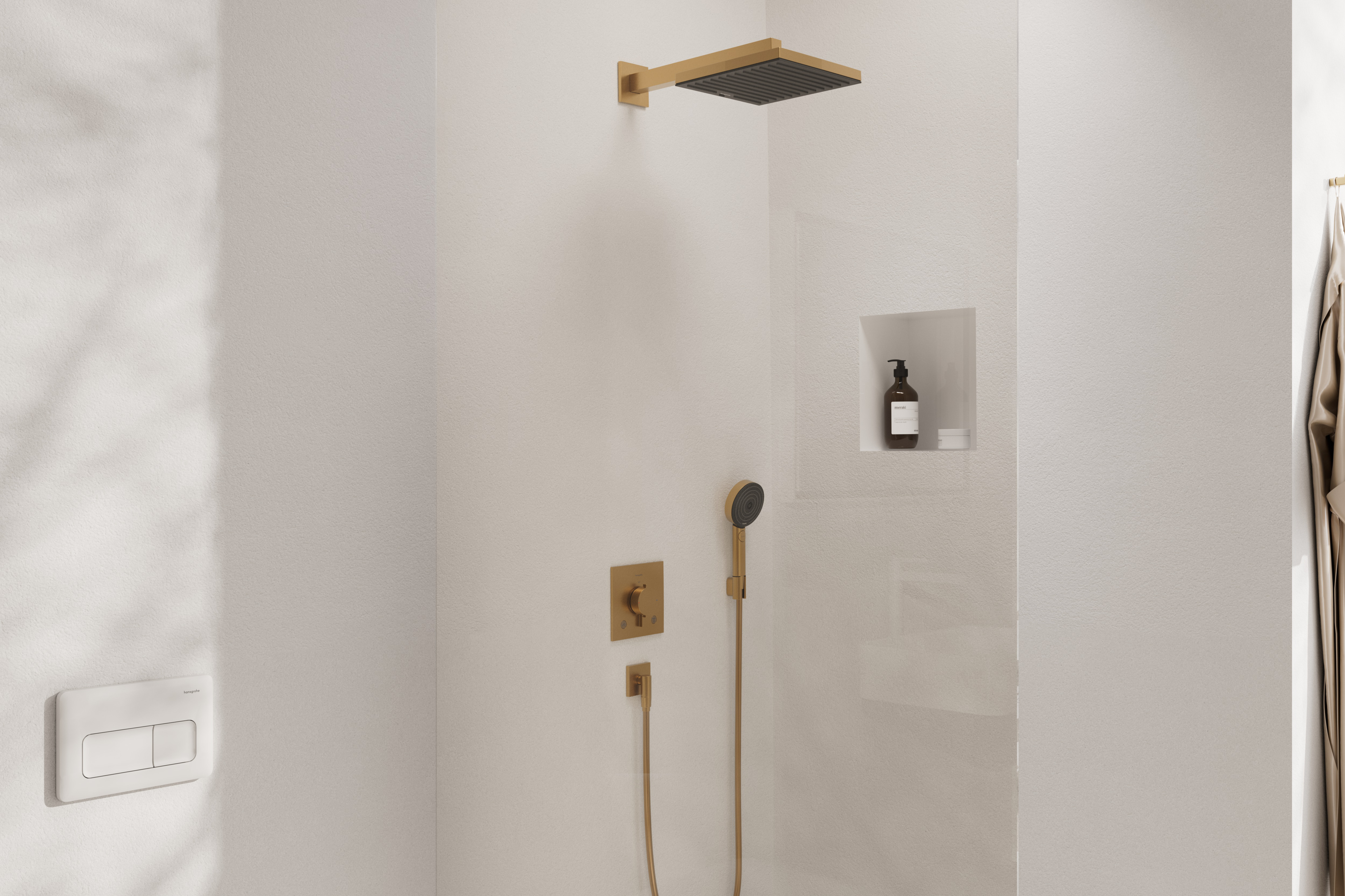 Close-up: Design doucheset 260 1jet met Ecostat Comfort E en het inbouwdeel iBox universal 2 1