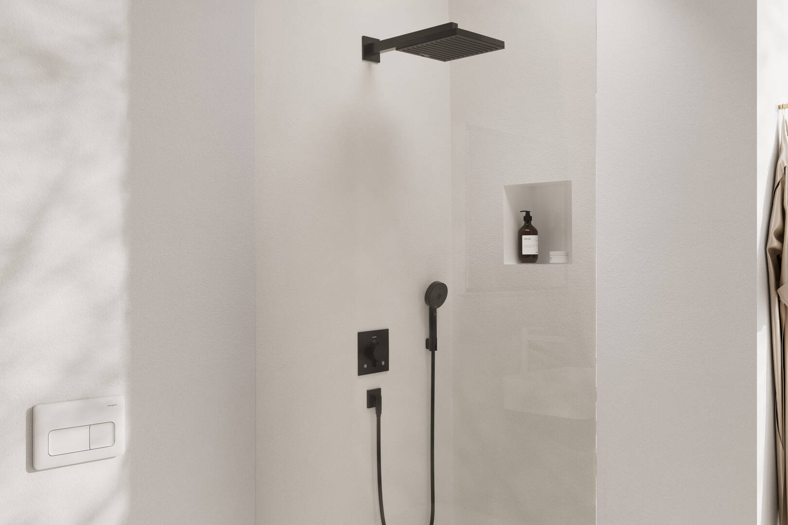 Close-up: Design doucheset 260 1jet met Ecostat Comfort E en het inbouwdeel iBox universal 2 1