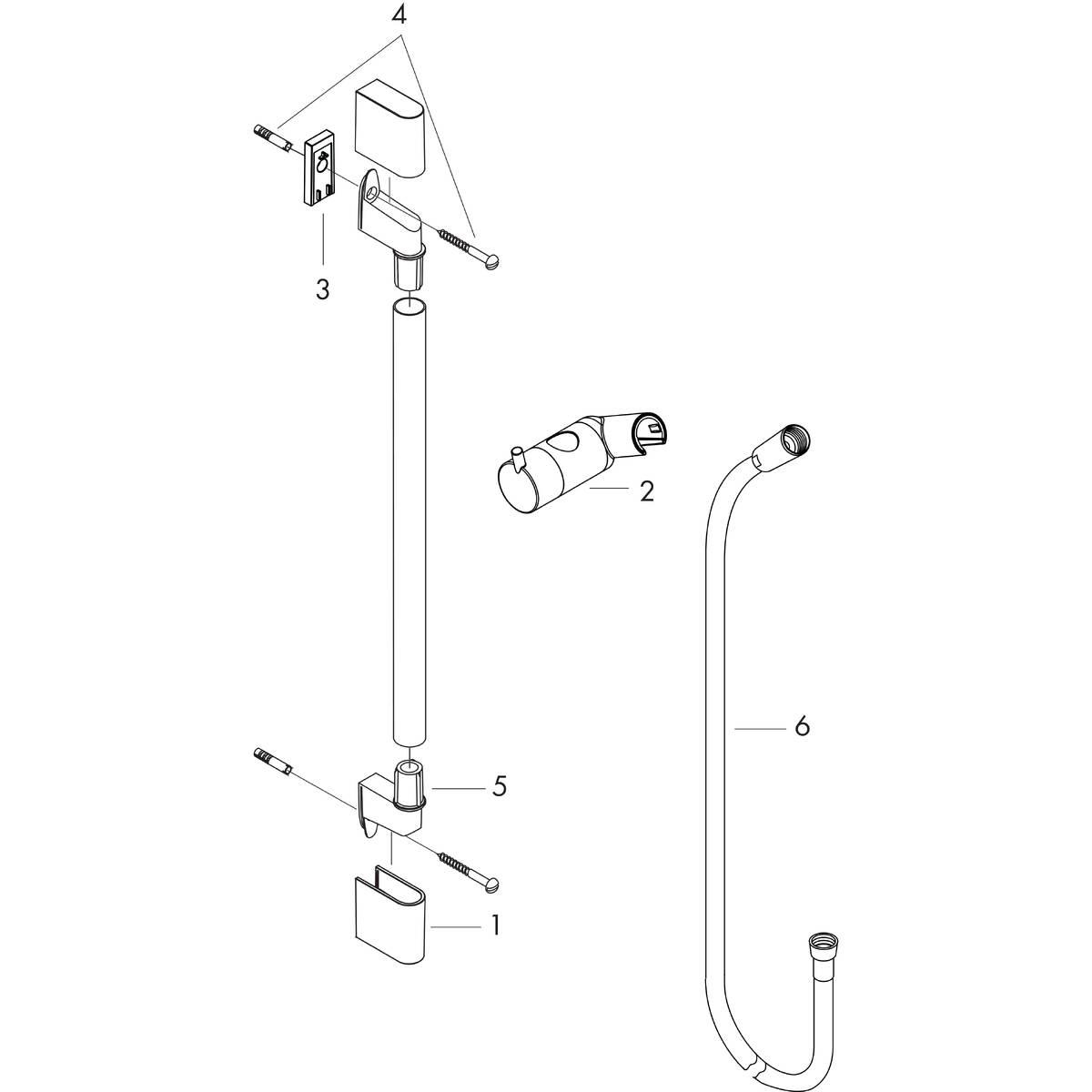 hansgrohe Barres de douche Unica, Barre de douche C 65 cm avec flexible de douche, N° article
