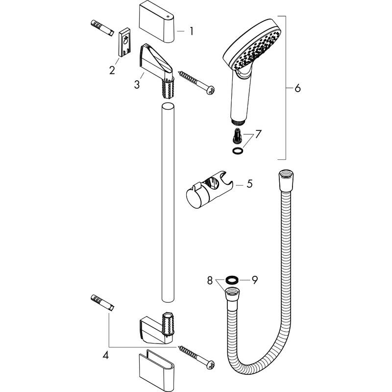 hansgrohe Wallbar sets Crometta, Shower set 100 1jet with shower rail