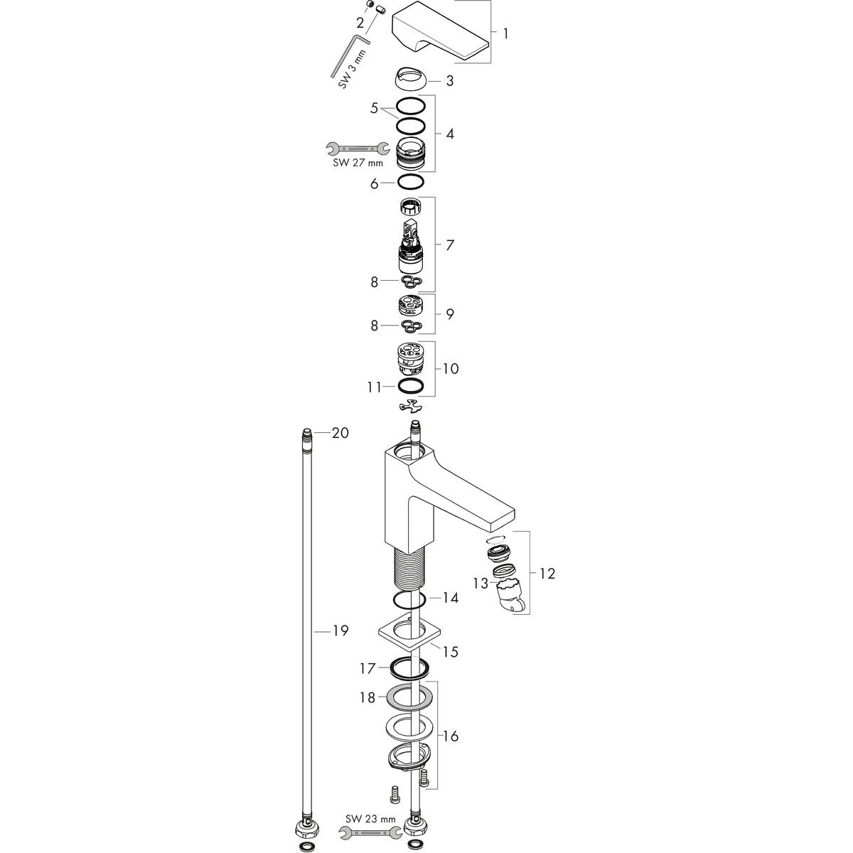 hansgrohe Washbasin mixers: Metropol, Single lever basin mixer 100 with ...