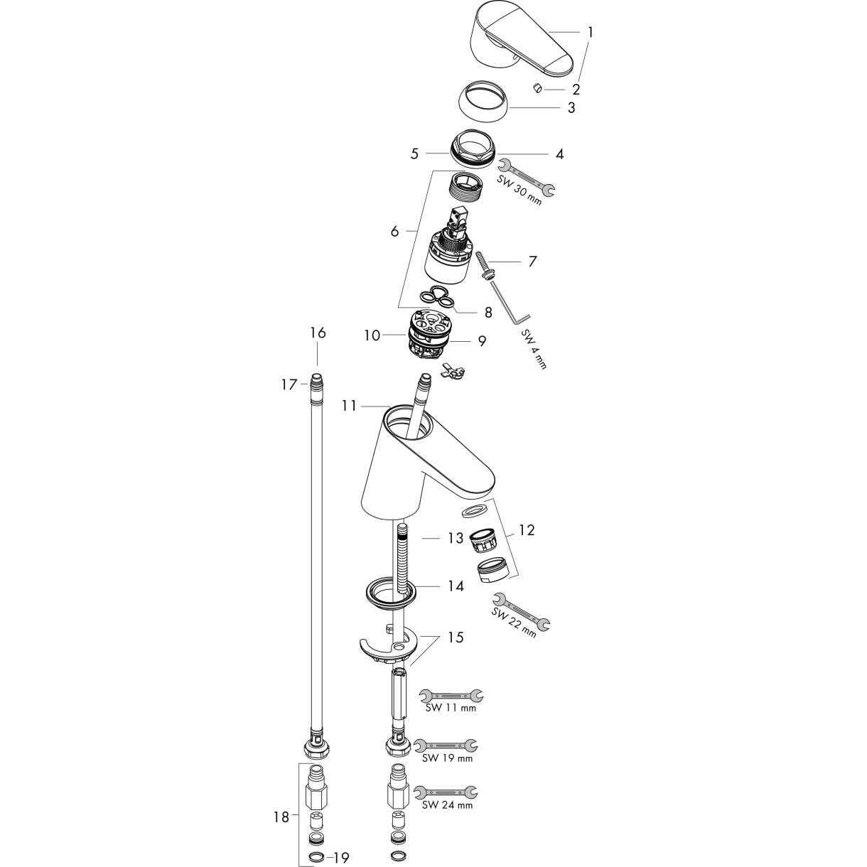 Hansgrohe Washbasin Mixers: Focus, Single Lever Basin Mixer 70 