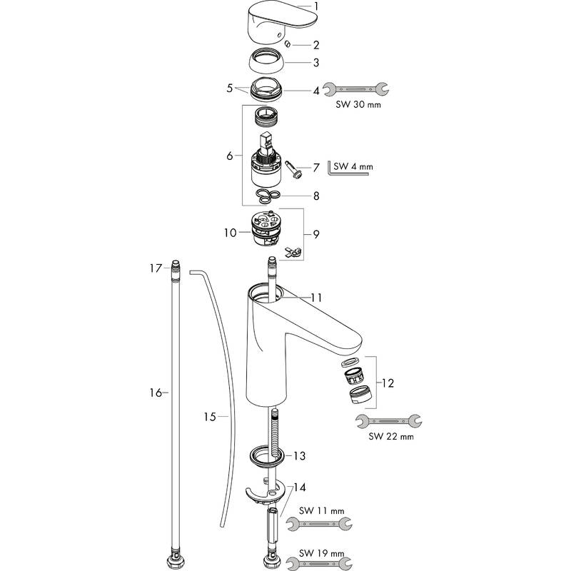 hansgrohe Washbasin mixers Focus, Single lever basin mixer 100 with 2