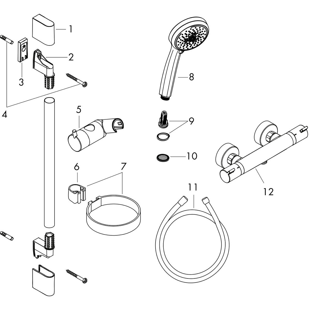 hansgrohe Shower combination Croma 100, Shower system for exposed