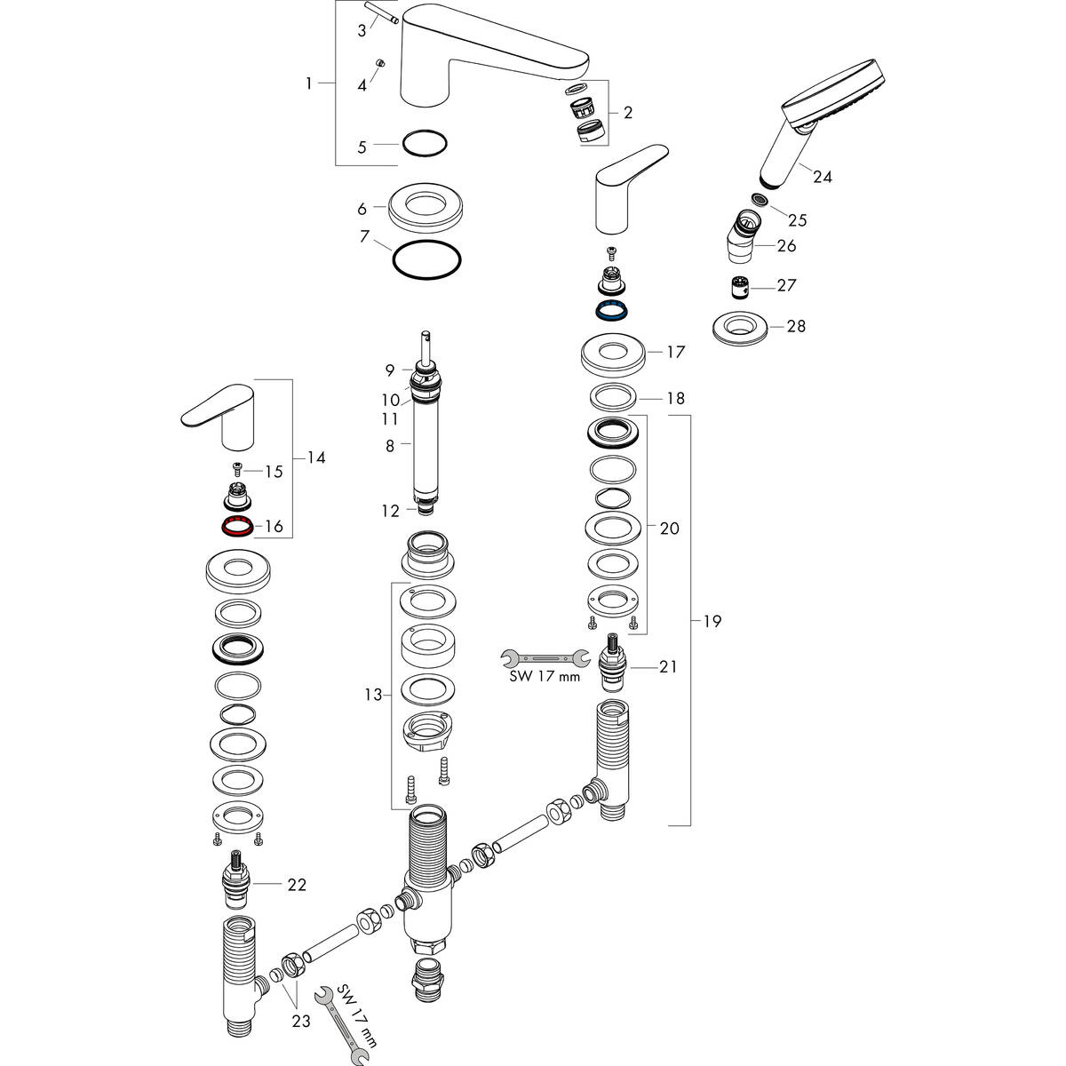 Logis E Bath mixers: 2 functions, Chrome, Item No. 71316000 | hansgrohe SG