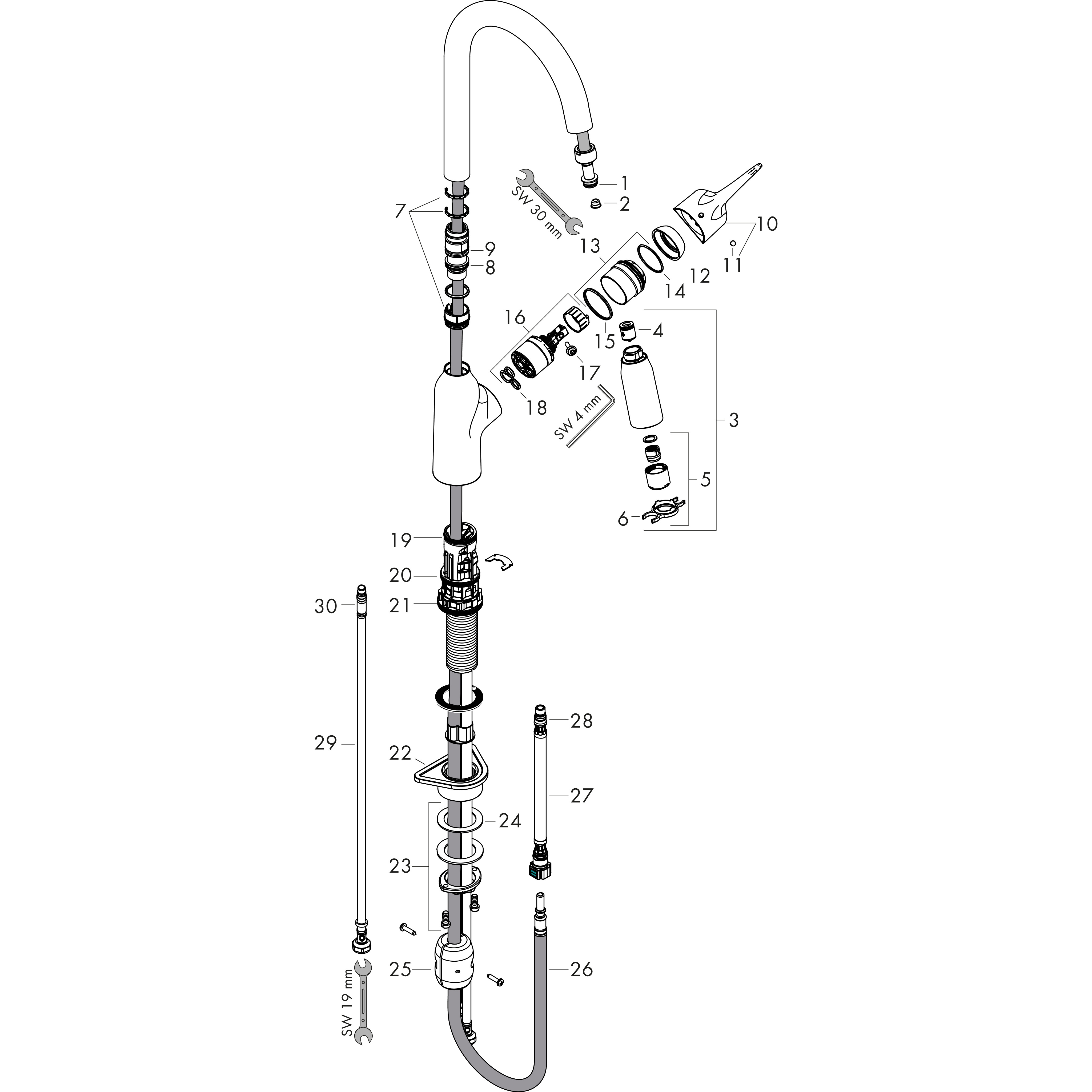 Hansgrohe Mitigeurs De Cuisine Focus M43 Mitigeur De Cuisine 180   153  Heg04570 Svg 