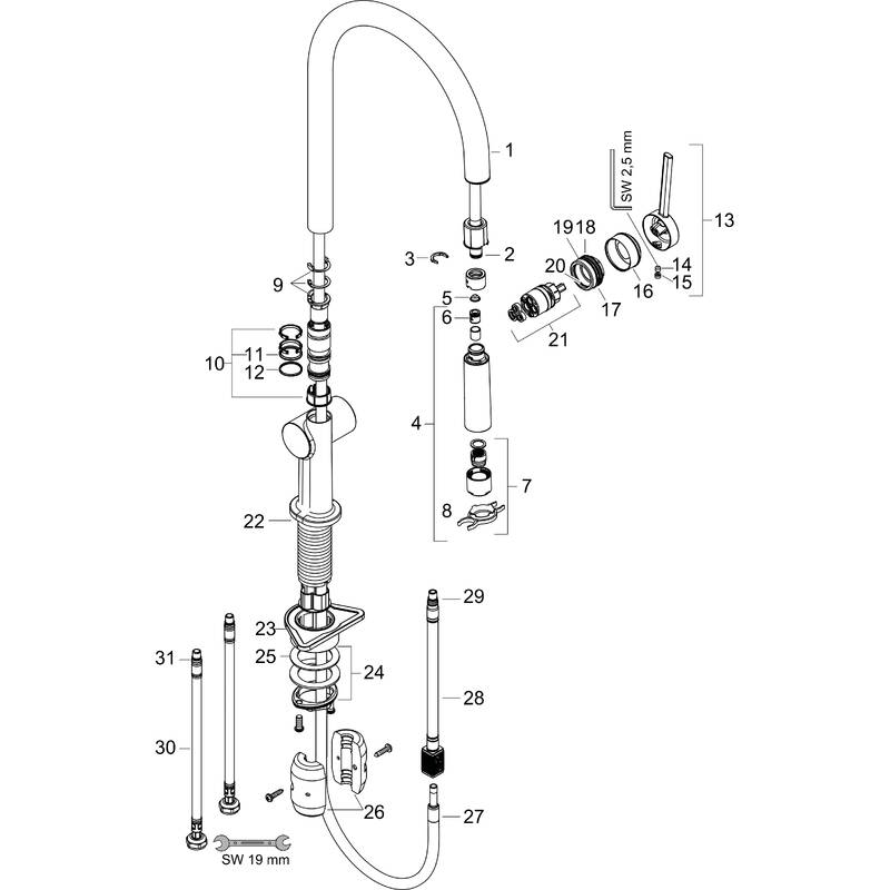 Hansgrohe Kitchen Faucet Parts Diagram | Dandk Organizer