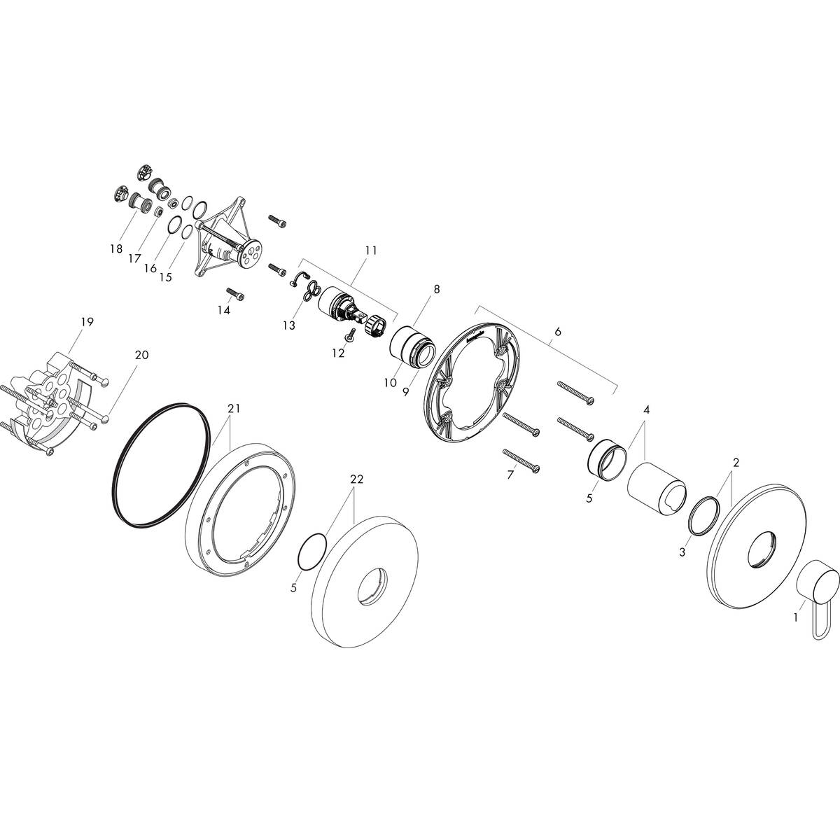 AXOR Extensions: Rosace ronde 33 mm pour robinetterie encastrée 1 trou, N°  article 14960000