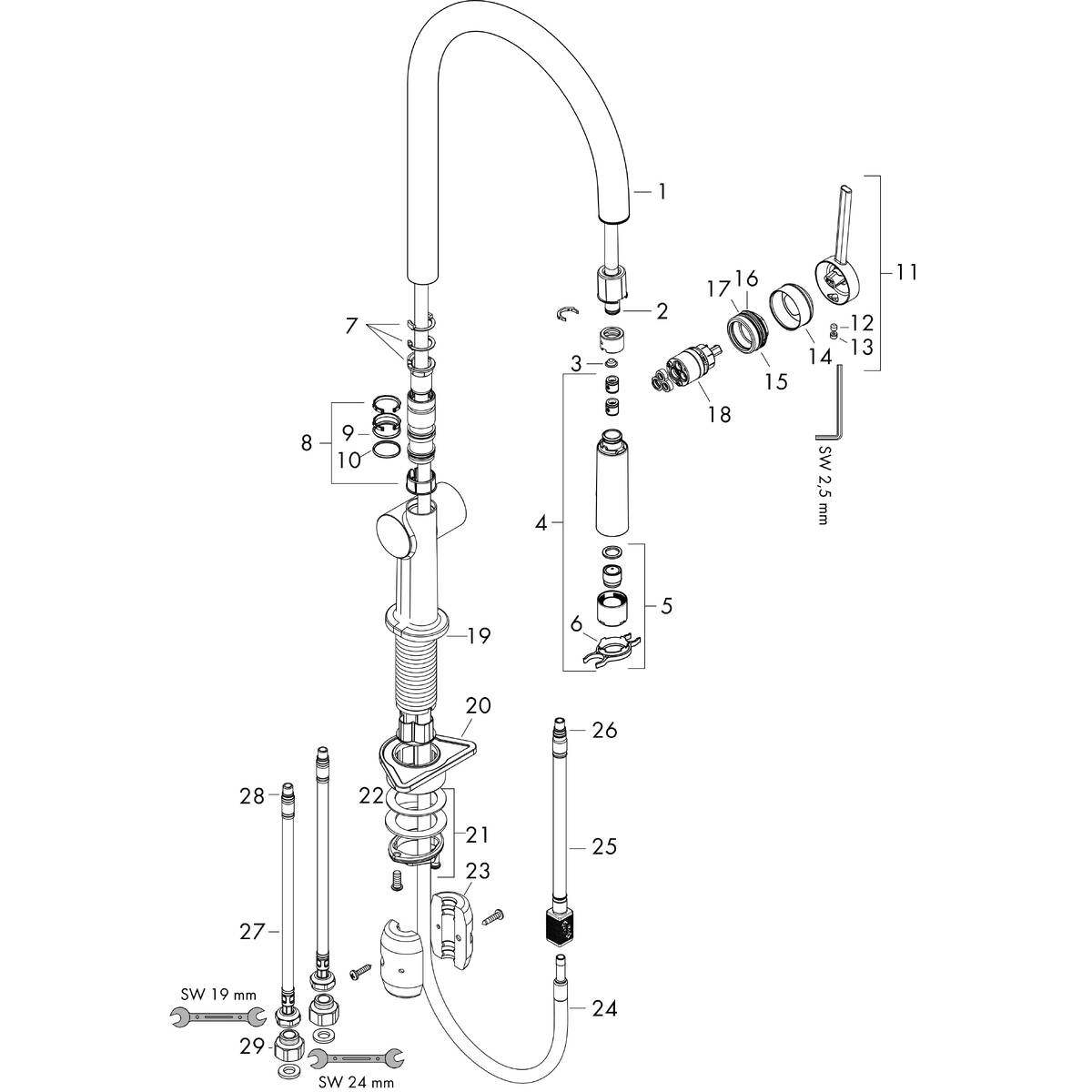 hansgrohe Kitchen mixers: Talis M54, Single lever kitchen mixer 210 ...