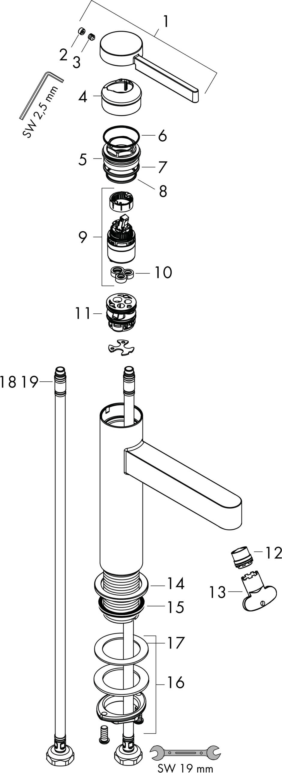 hansgrohe Washbasin mixers: Finoris, Single lever basin mixer 100 with ...