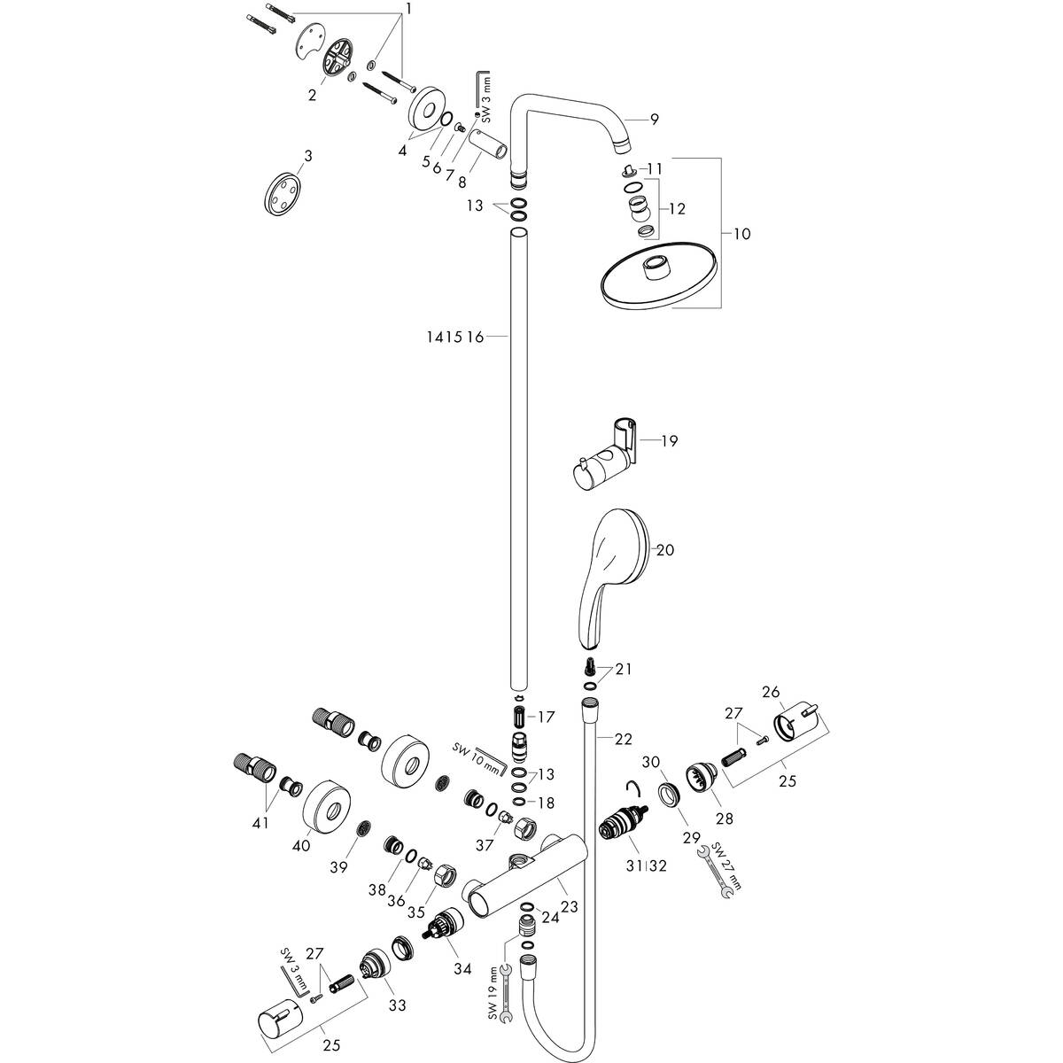 melk Onderzoek Menda City hansgrohe Shower pipes: Croma, 1 spray mode, Item No. 27135000 | hansgrohe  INT