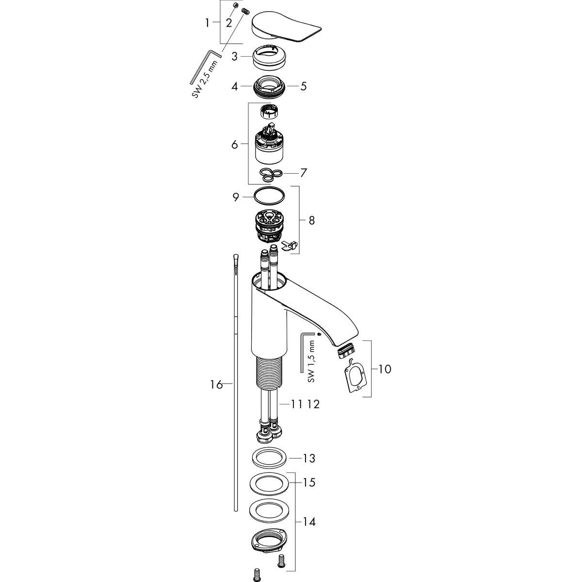 hansgrohe Washbasin mixers: Vivenis, Single lever basin mixer 110 CoolStart  with pop-up waste set, Item No. 75023000