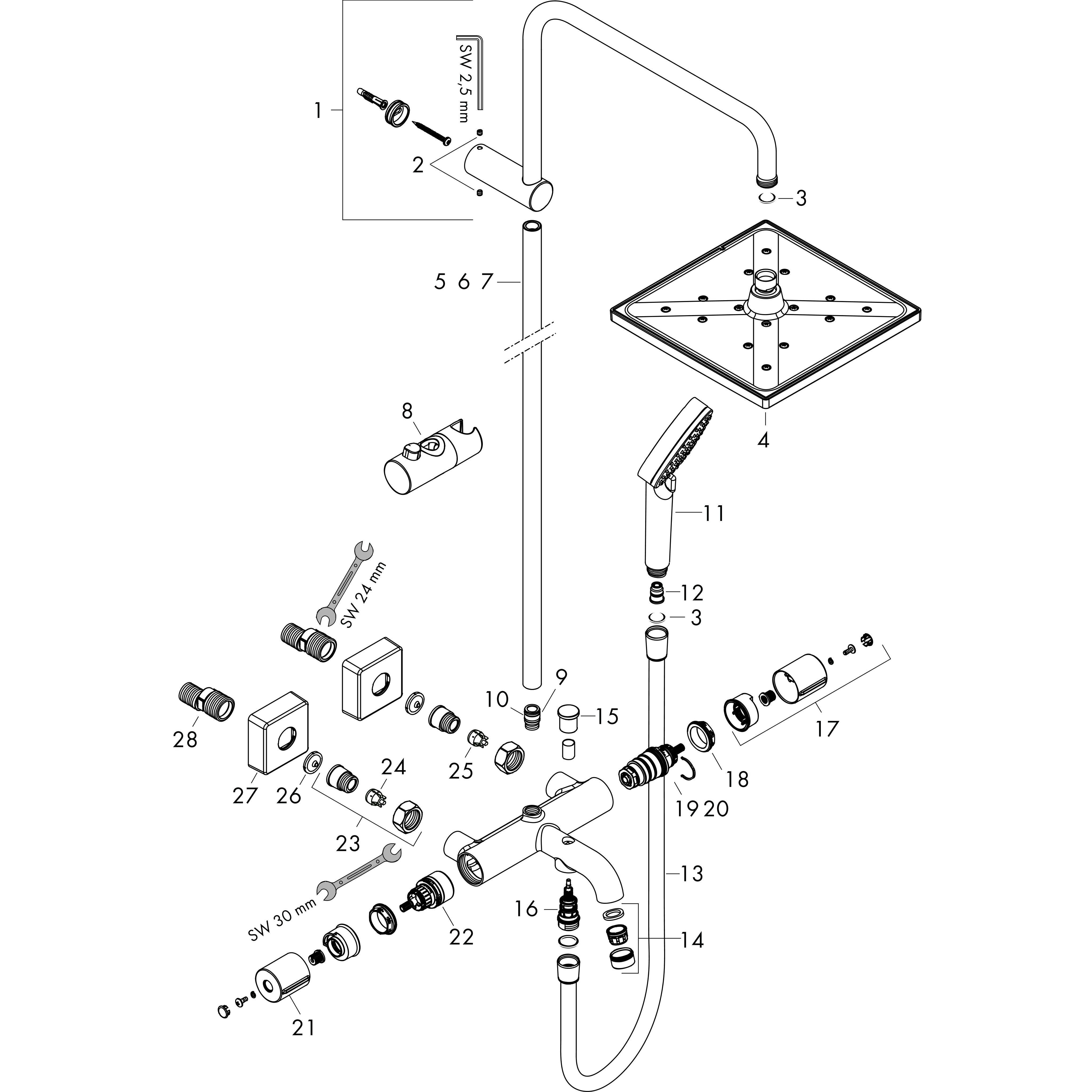hansgrohe Shower pipes Vernis Shape, 1 spray mode, Item No. 26900677
