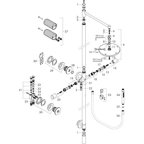 AXOR Shower columns: AXOR Starck, 1 spray mode, Item No. 12670670