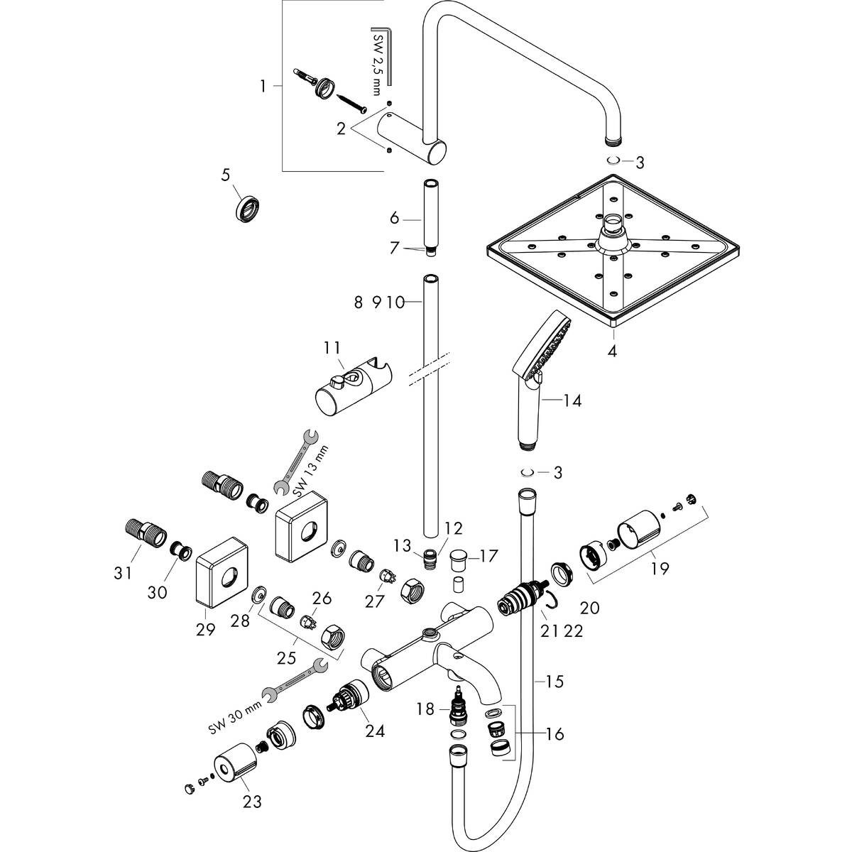 hansgrohe Shower pipes Vernis Shape, 1 spray mode, Item No. 26900670