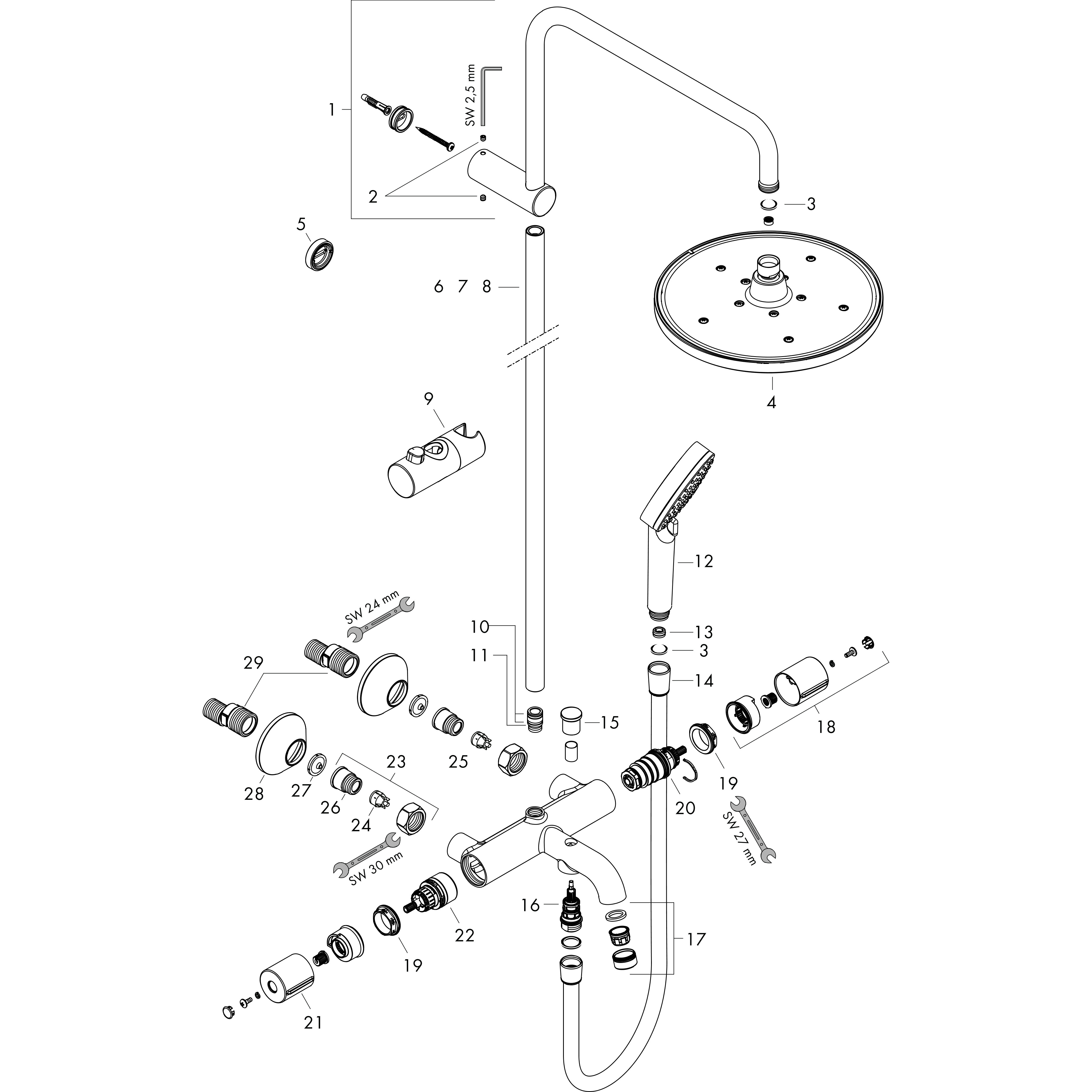 hansgrohe Shower pipes Vernis Blend, 1 spray mode, Item No. 26899679