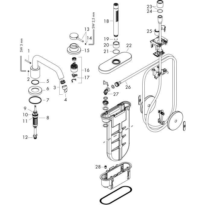 Tecturis S Bath mixers: 2 functions, Chrome, Item No. 73447000