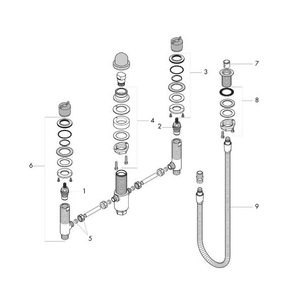 hansgrohe Rough 3-/4- hole bath mixers: Rough, 4-Hole Roman Tub Set ...