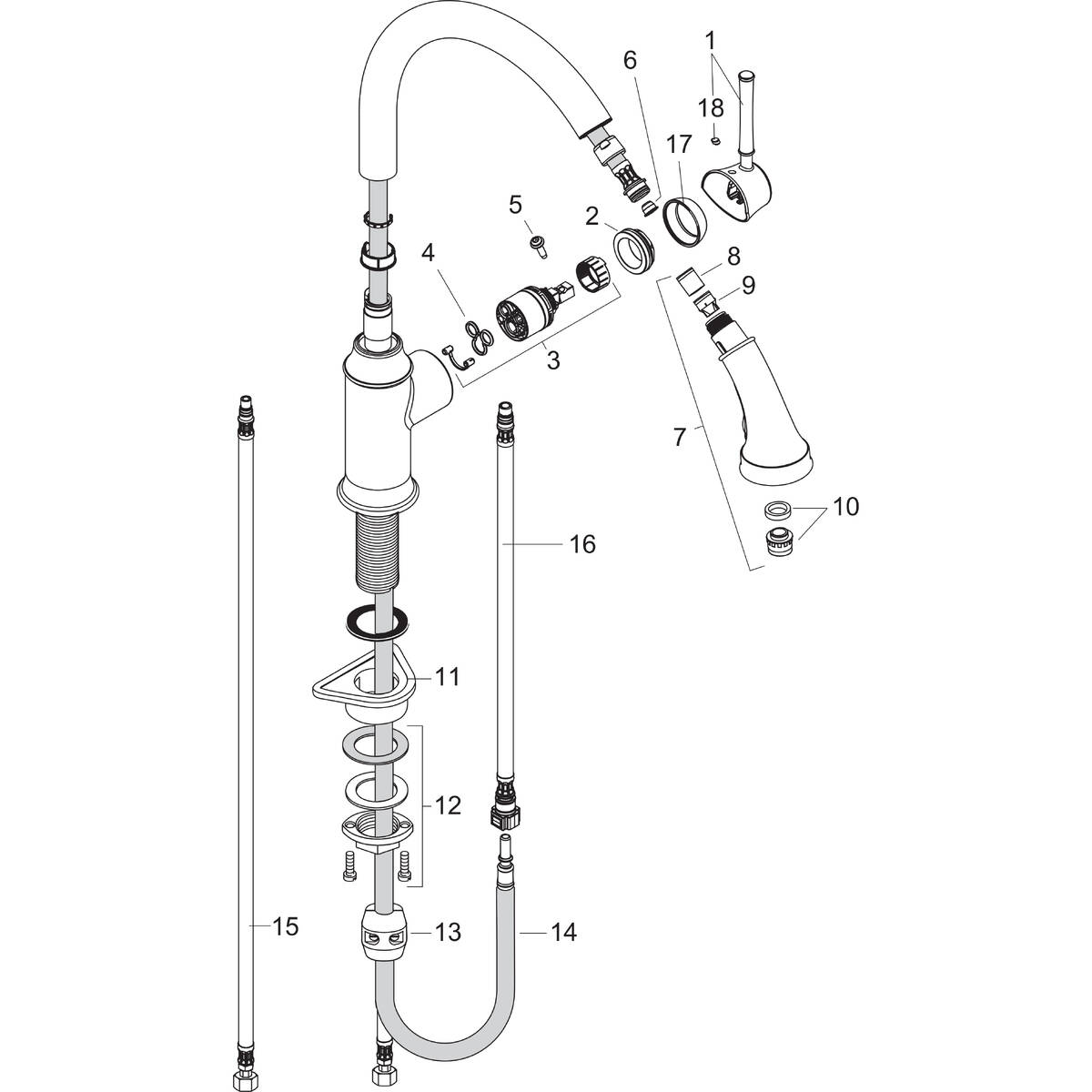 hansgrohe Kitchen faucets Talis C, Prep Kitchen Faucet, 2Spray Pull