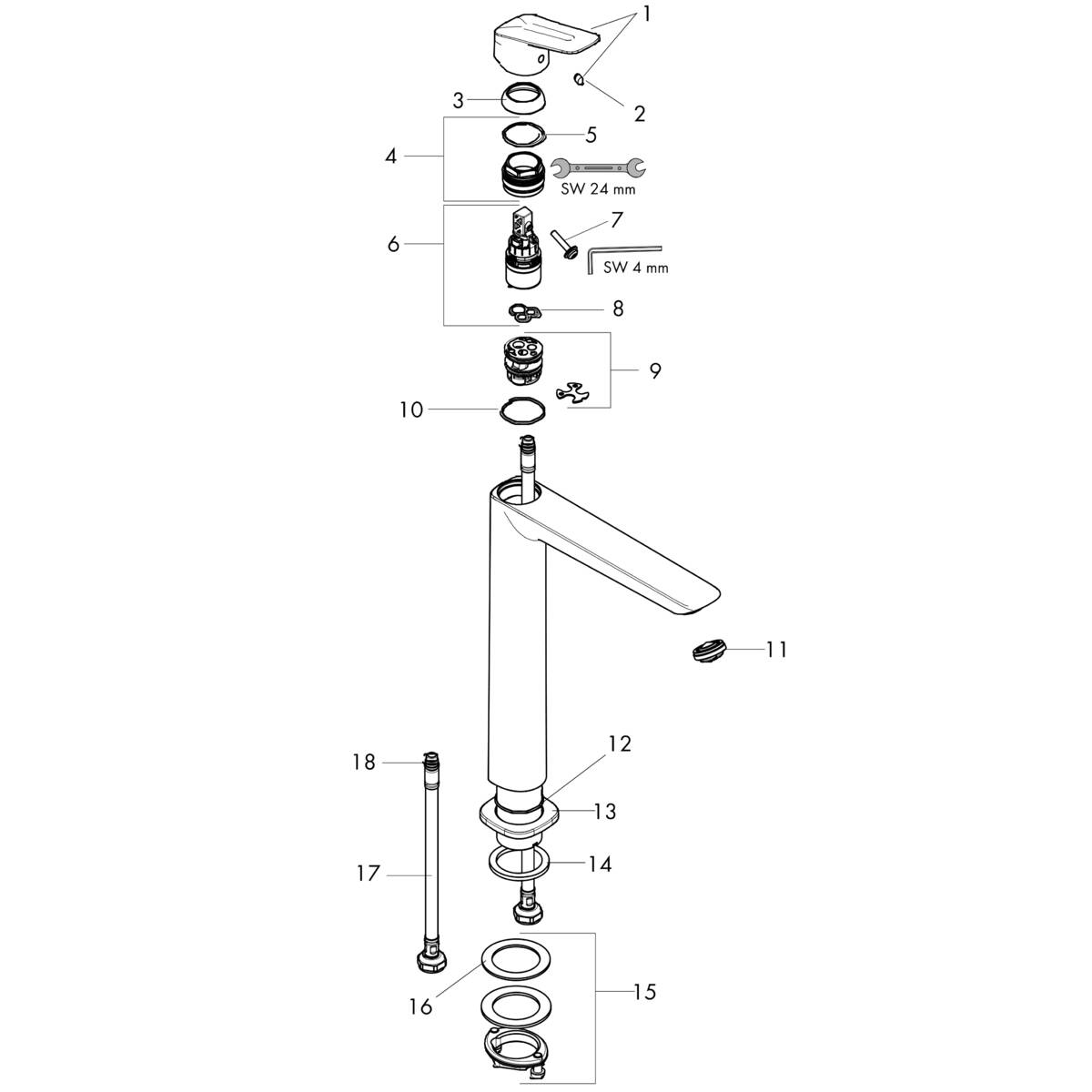 hansgrohe Sink mixers: Logis, Single-Hole Faucet 240, 1.2 GPM, Art. no.  71258001