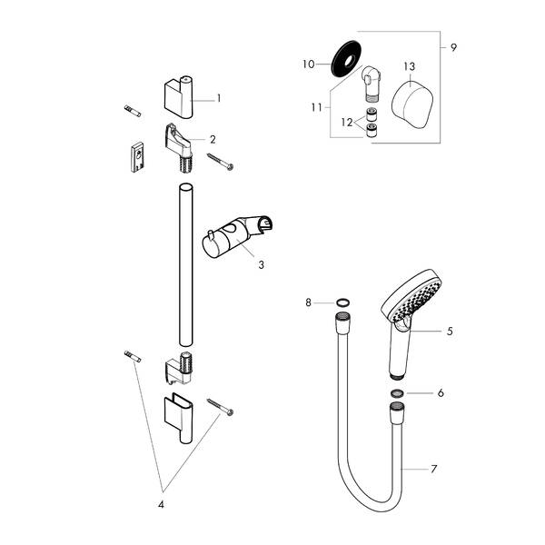 hansgrohe Wall bar sets Vernis Blend, Wallbar Set 100 VarioJet 24", 1