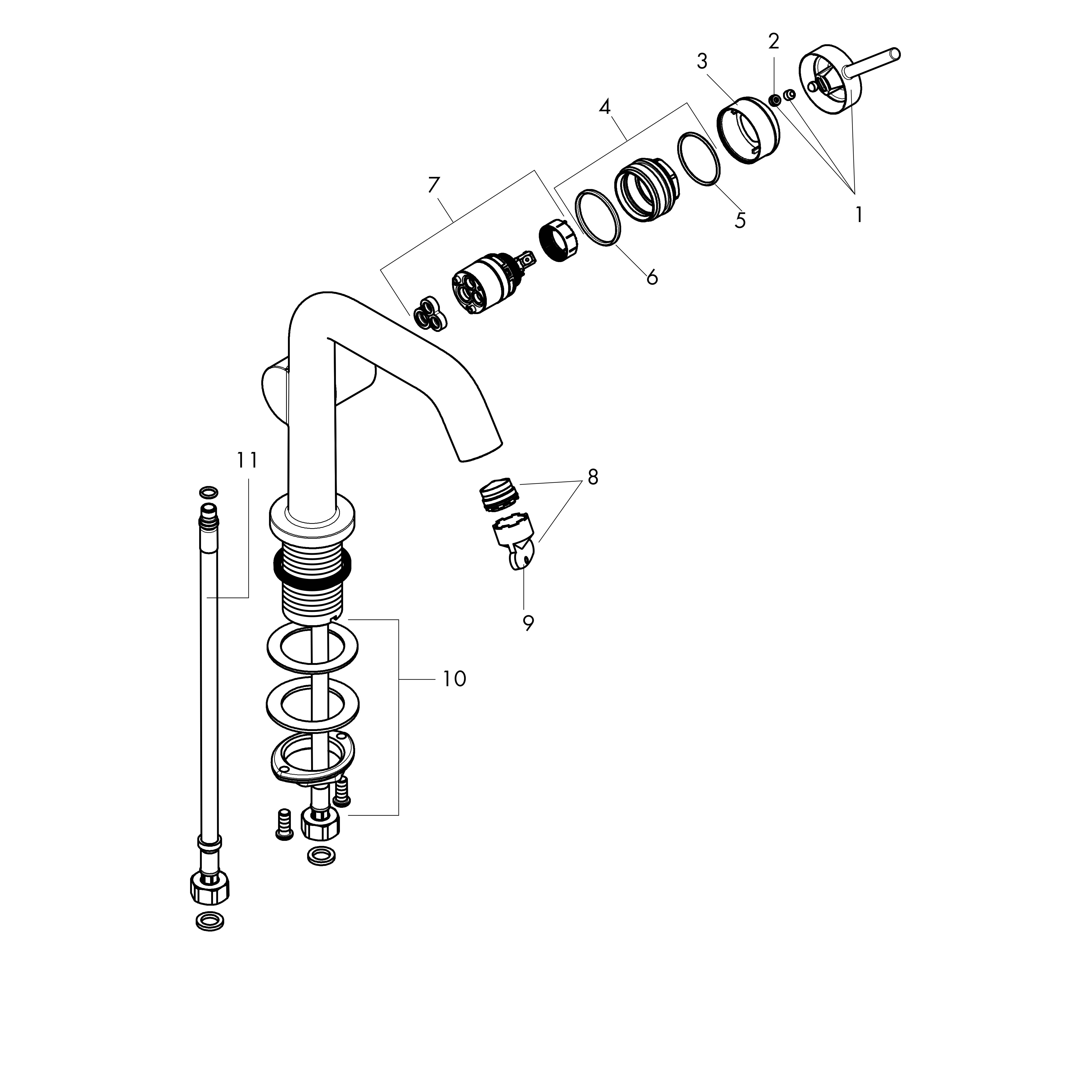 hansgrohe Sink mixers: Tecturis S, Single-Hole Fine 110, 1.2 GPM 