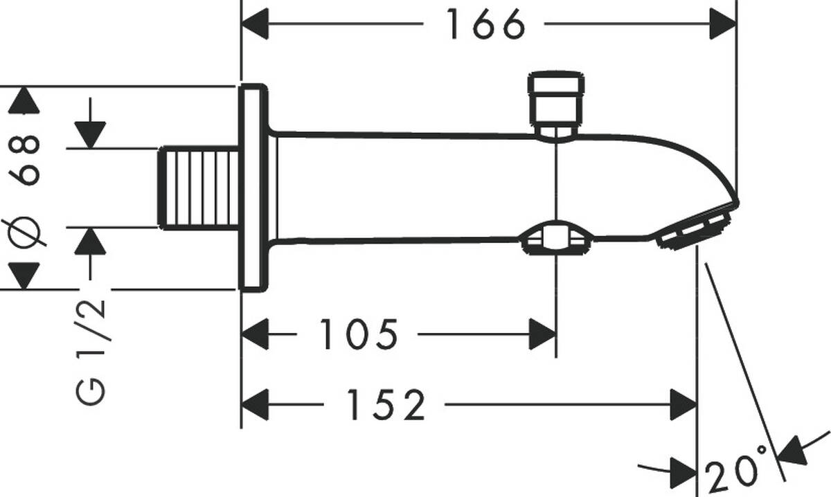 hansgrohe Bath fillers: Bath spout 15.2 cm with diverter valve, Item No