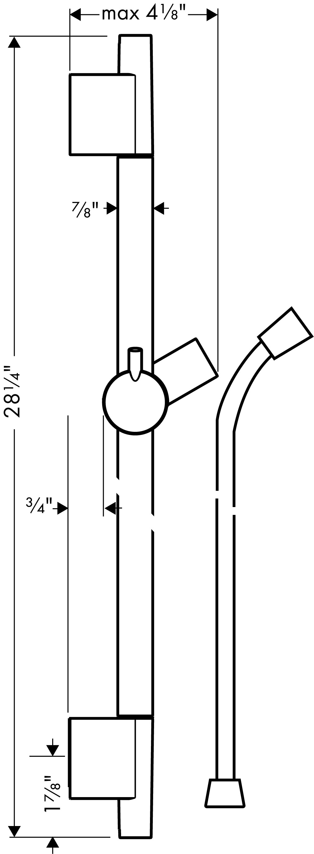 hansgrohe-65cm亞光黑升降桿組-Raindance Select E 120