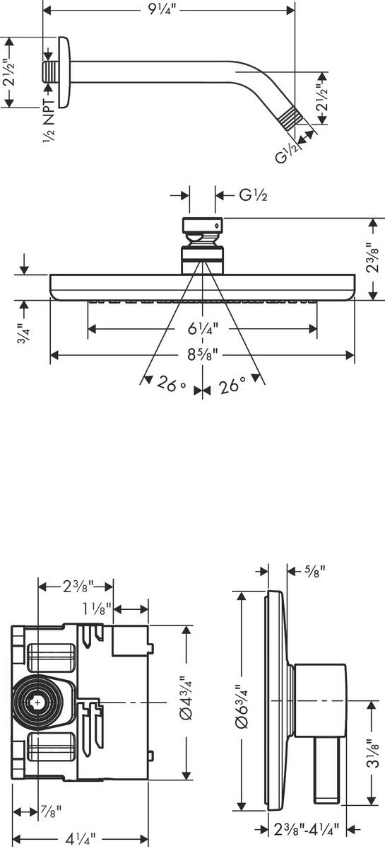 hansgrohe Complete Shower Bundles Croma, Pressure Balance Shower Set