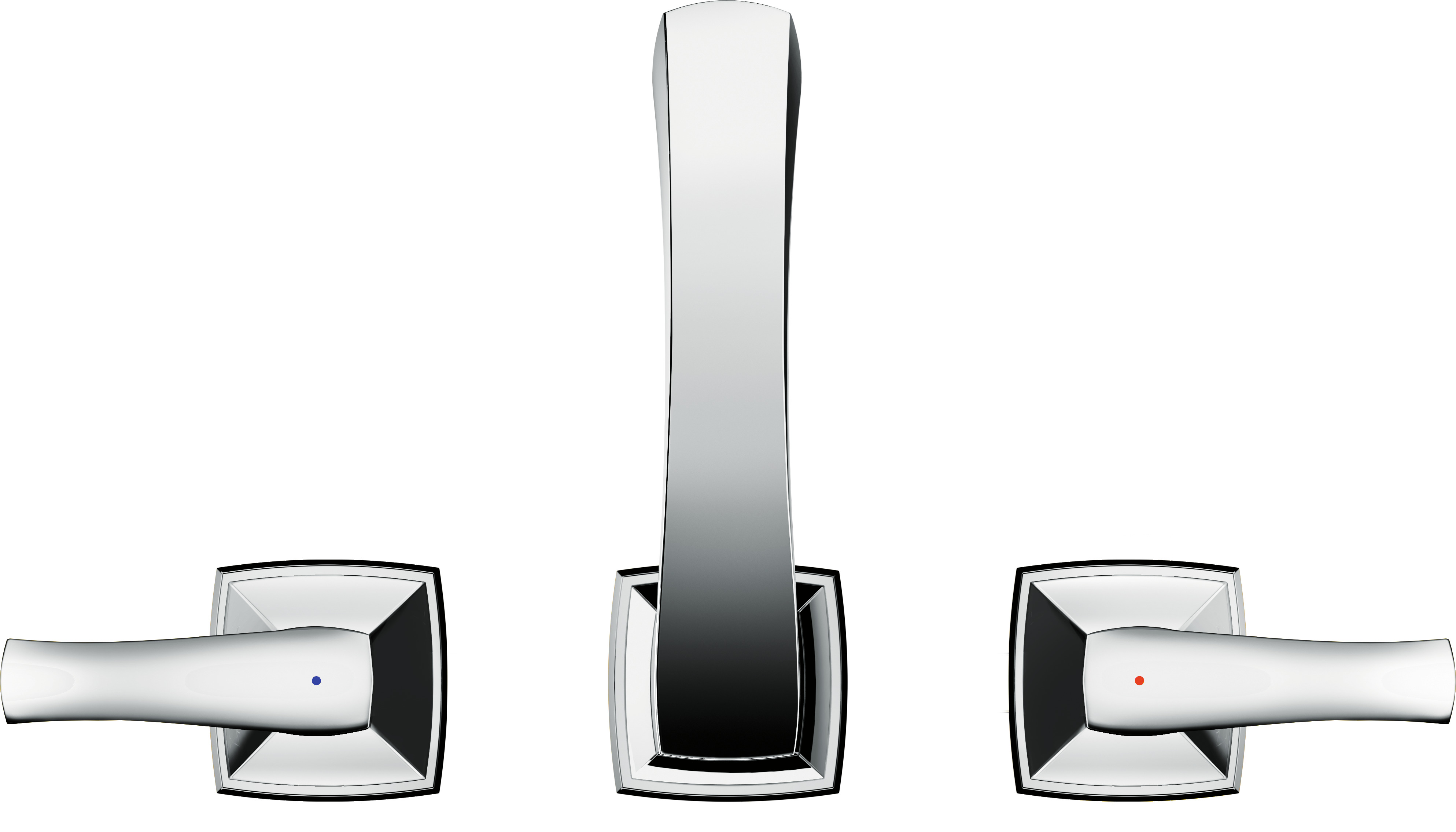 Close-up: Widespread Faucet 110 with Lever Handles and Pop-Up Drain  1.2 GPM