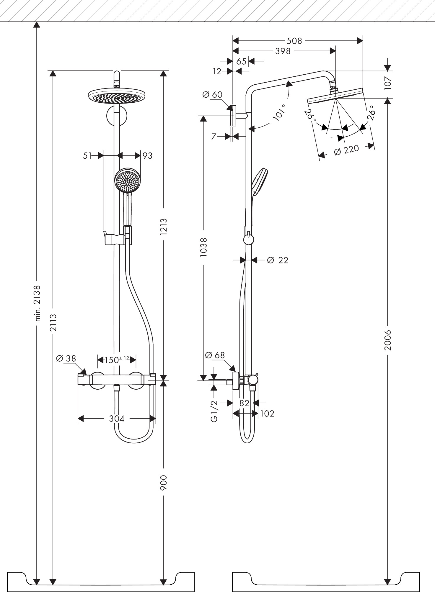 Uitgaan Verbinding stad hansgrohe Shower pipes: Croma, 1 spray mode, Item No. 27185000 | hansgrohe  INT