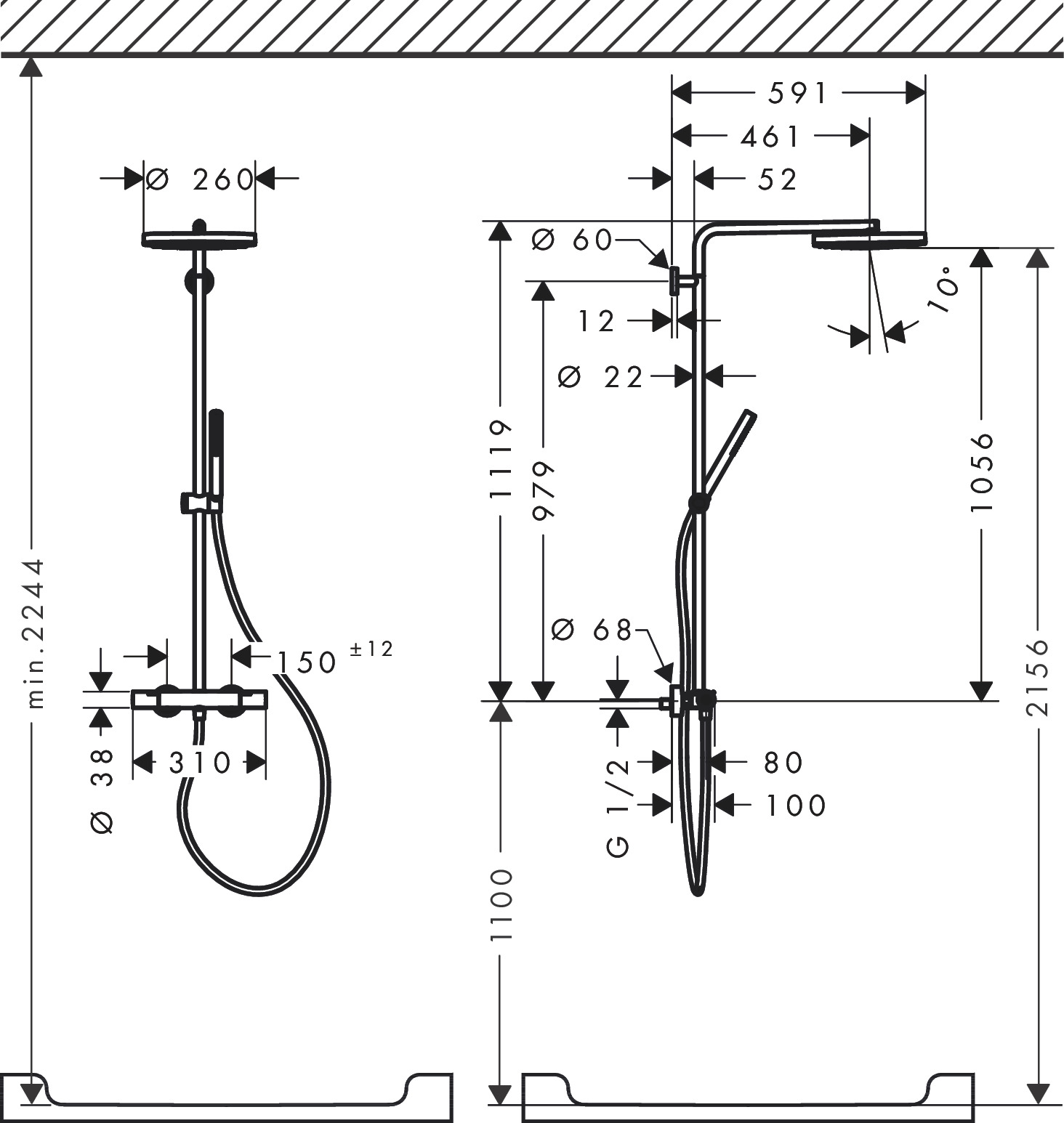 Hansgrohe Tubos De Ducha Pulsify S Puro 1 Tipo De Tobera Ref 24222000