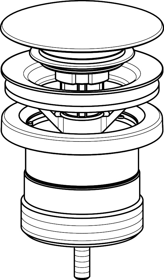 Waste set push-open for basin and bidet mixers