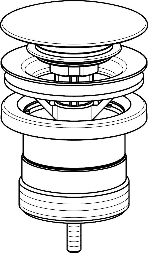 Waste set push-open for basin and bidet mixers