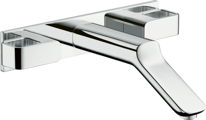 3-gats wastafelmengkraan afbouwdeel wandmontage uitloop 228 mm en afvoerplug