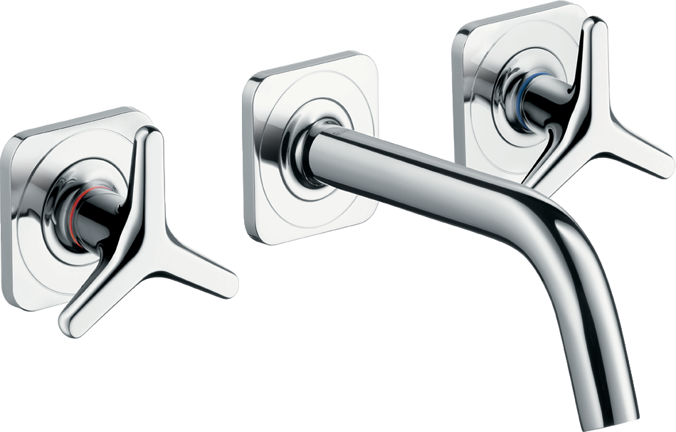 3-hole basin mixer for concealed installation wall-mounted with spout 166 mm