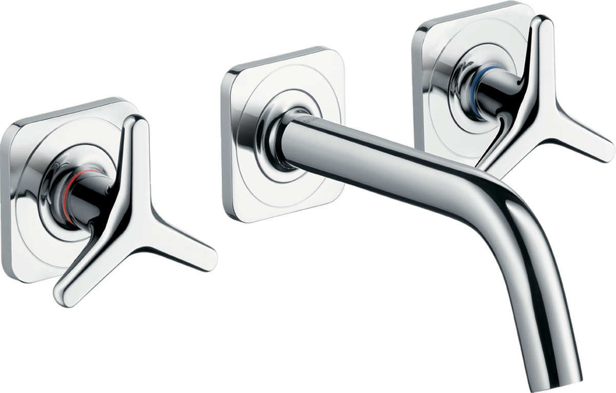 3-hole basin mixer for concealed installation wall-mounted with spout 166 mm