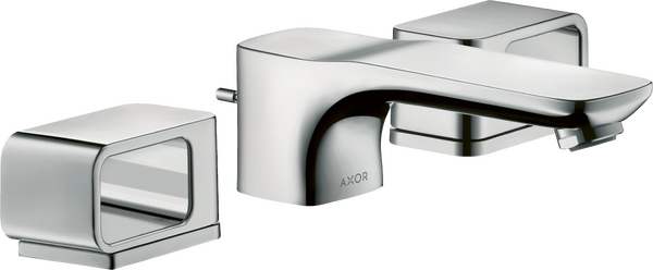 3-Loch Waschtischarmatur 50 mit Rosetten und Zugstangen-Ablaufgarnitur