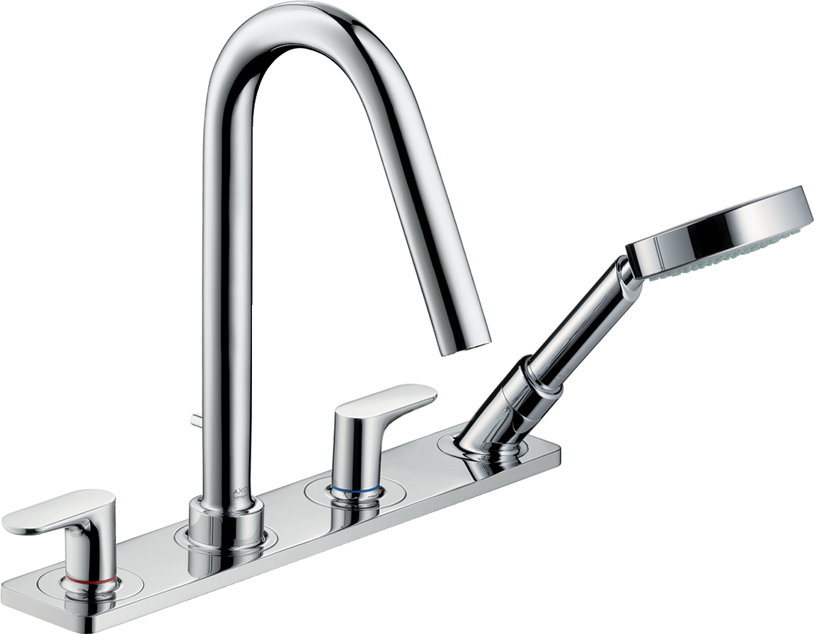 4-Loch Fliesenrandarmatur mit Hebelgriffen und Platte