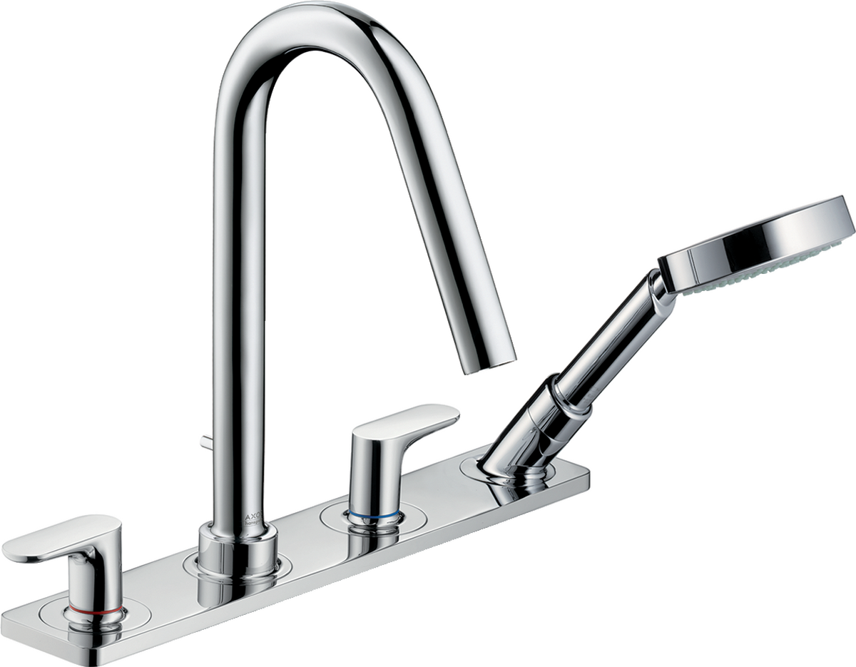 4-Loch Fliesenrandarmatur mit Hebelgriffen und Platte