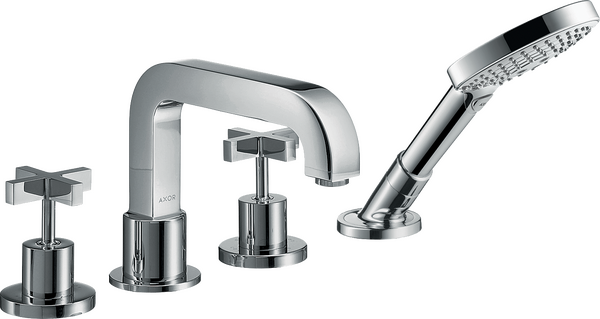 4-Loch Fliesenrandarmatur mit Kreuzgriffen und Rosetten