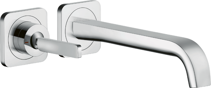 ééngreeps wastafelmengkraan afbouwdeel voor wandmontage met pingreep, rozetten, voorsprong 221 mm en PushOpen afvoerplug