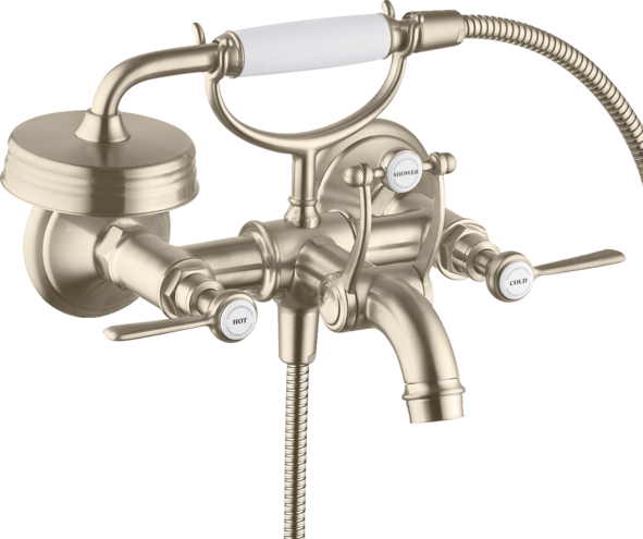 2-handle bath mixer for exposed installation with lever handles