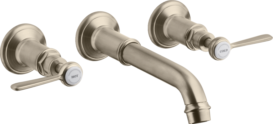 3-hole basin mixer for concealed installation wall-mounted with spout 165 - 225 mm and lever handles