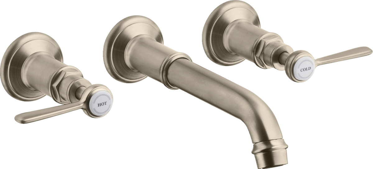 3-hole basin mixer for concealed installation wall-mounted with spout 165 - 225 mm and lever handles