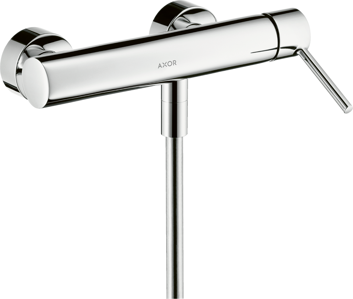 Single lever shower mixer for exposed installation with round lever handle 2 ticks